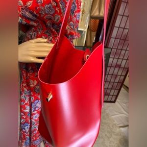Red leather bags